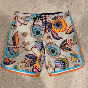 Billabong Floral Orange and Blue Board Shorts